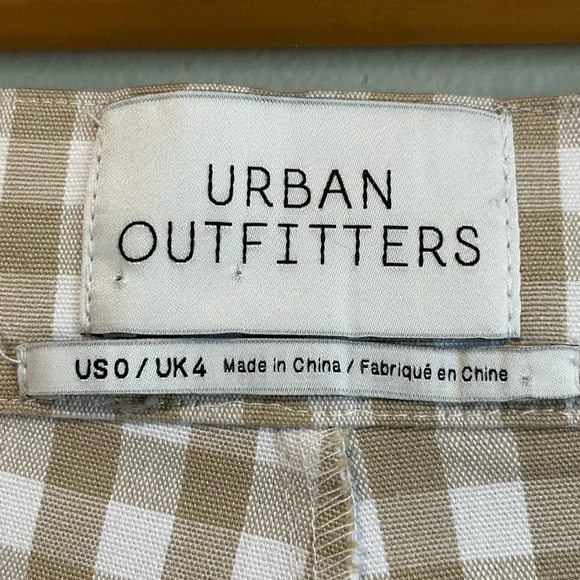 Urban Outfitters Tan & White Gingham Skinny Leg Pants / Trousers - Size 0 - Picture 5 of 7
